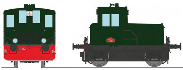 REE Modeles MB-145S - French Shunting Locomotive Class Y 2101 original green liveral condition, SNCF 306 green, red front